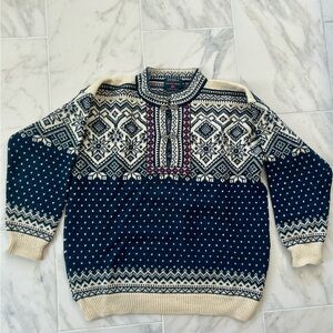 Devold of Norway Navy and Cream Patterned Men's Sweater